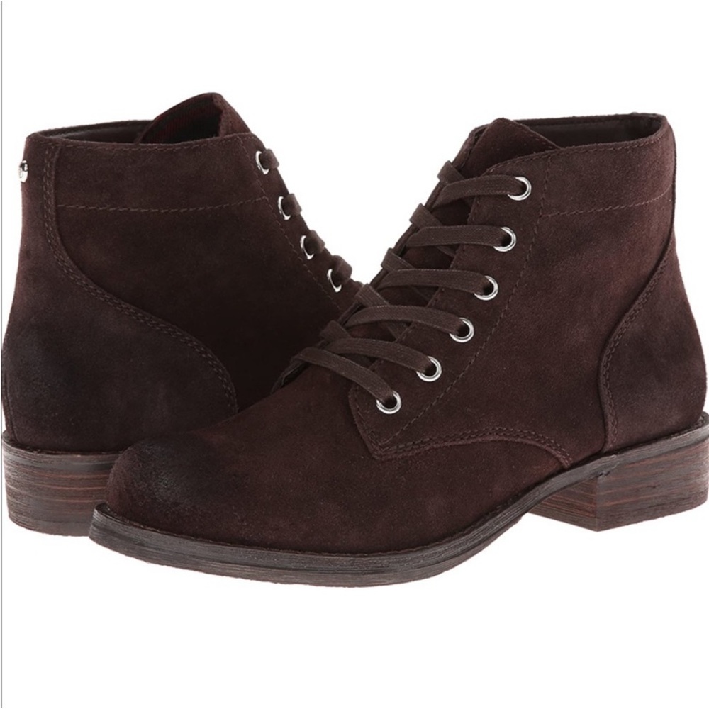 Sam Edelman Bleecker Brown Suede leather lace ankle‎ Boots Size 8.5